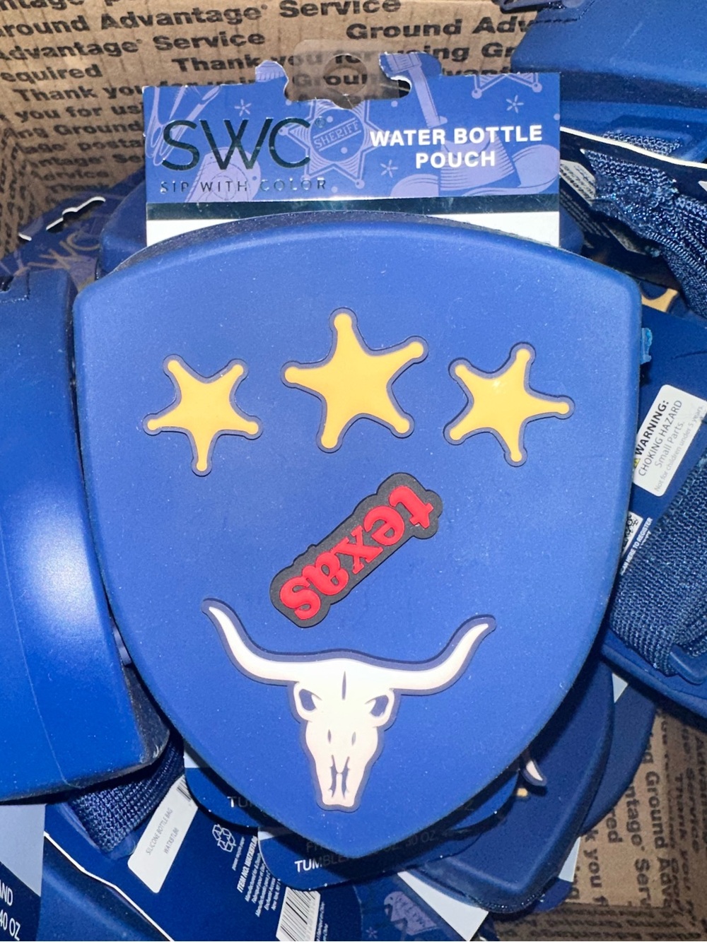 2- SWC Blue Water Bottle Pouch with Texas Longhorn and Stars